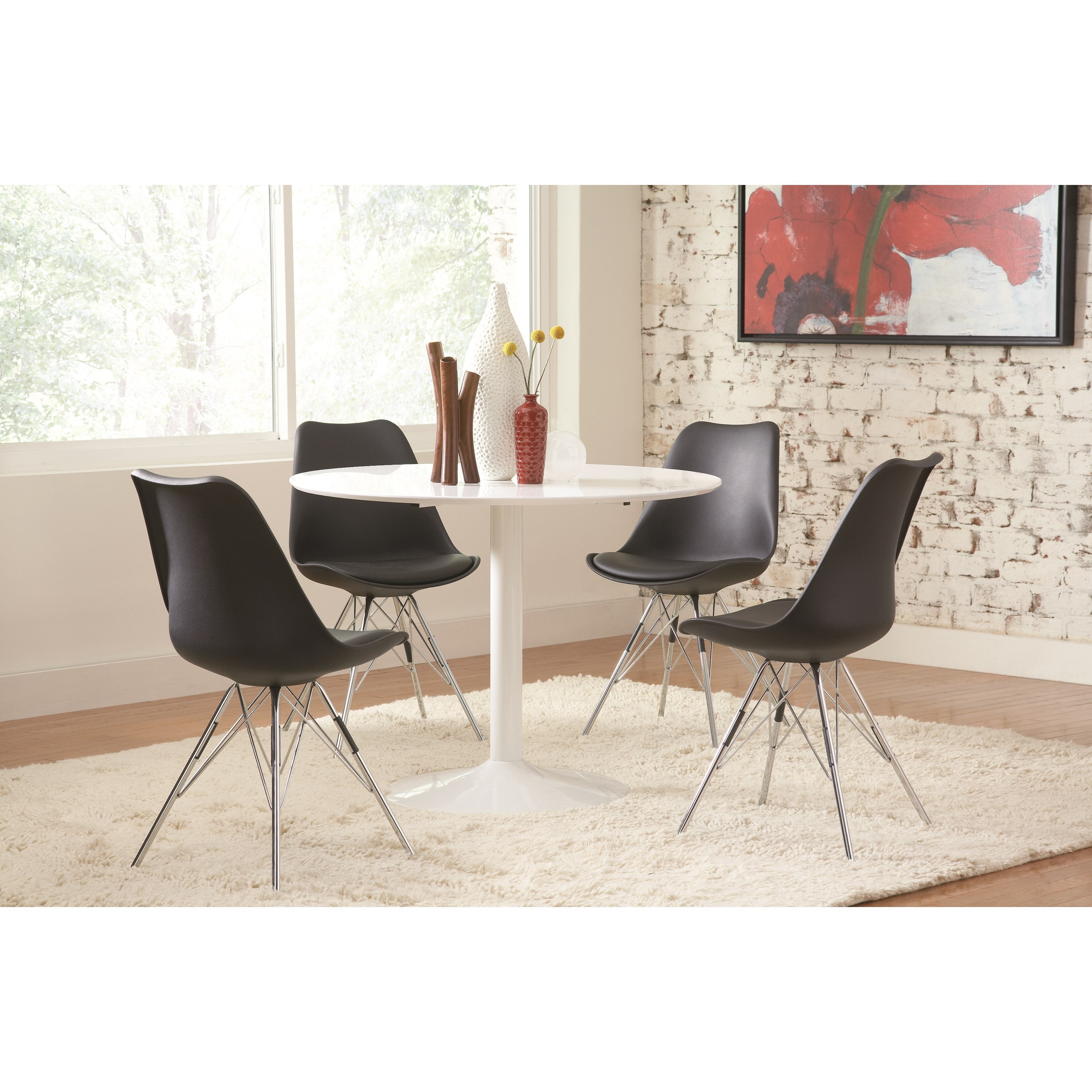 Modern dining chairs with deals chrome legs